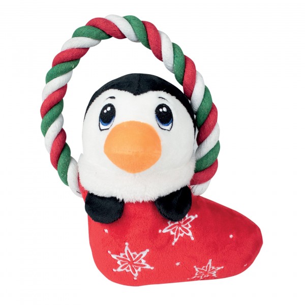 Doogy!® Pinguin-Plüschtier mit Seil und Quitscher