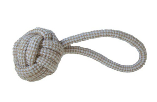 Chadog® Knotenball mit Seilschlaufe / beige-weiß